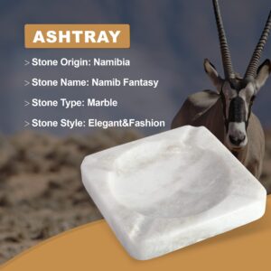 Koville African Natural Marble Cigar Ashtray, 7.28" Large Square Cigarettes Ash Tray, Cool Ashtrays for Patio, Indoor, Smoking Accessory for Home Office Hotel Decor(Namib Fantasy)