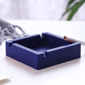 2Pcs Cigar Ashtray Silicone Unbreakable Cigarettes Ashtray Big with 4 Dual-use Rest for Outdoors, Patio, Outside, Indoor (Blue)