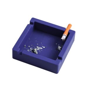 2Pcs Cigar Ashtray Silicone Unbreakable Cigarettes Ashtray Big with 4 Dual-use Rest for Outdoors, Patio, Outside, Indoor (Blue)