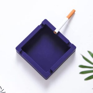 2Pcs Cigar Ashtray Silicone Unbreakable Cigarettes Ashtray Big with 4 Dual-use Rest for Outdoors, Patio, Outside, Indoor (Blue)