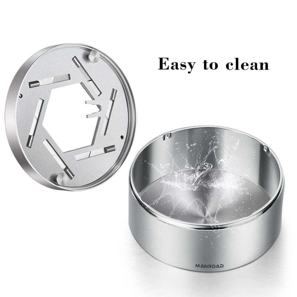 MANROAD Ashtray, Smokeless Ashtrays for Cigarettes Indoor Cigar Ashtrays 304 Stainless Steel Ash Tray Outdoor Car Ashtray with Lid Smell Proof Windproof Ashtray for Home Office Patio Decoration