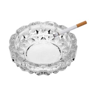 round heavy duty glass smoking ashtray for indoor and outdoor home office tabletop decoration 4.8" diameter
