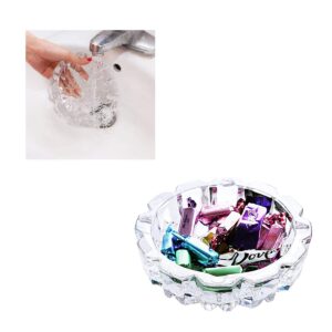 Round Heavy Duty Glass Smoking Ashtray for Indoor and Outdoor Home Office Tabletop Decoration 4.8" Diameter