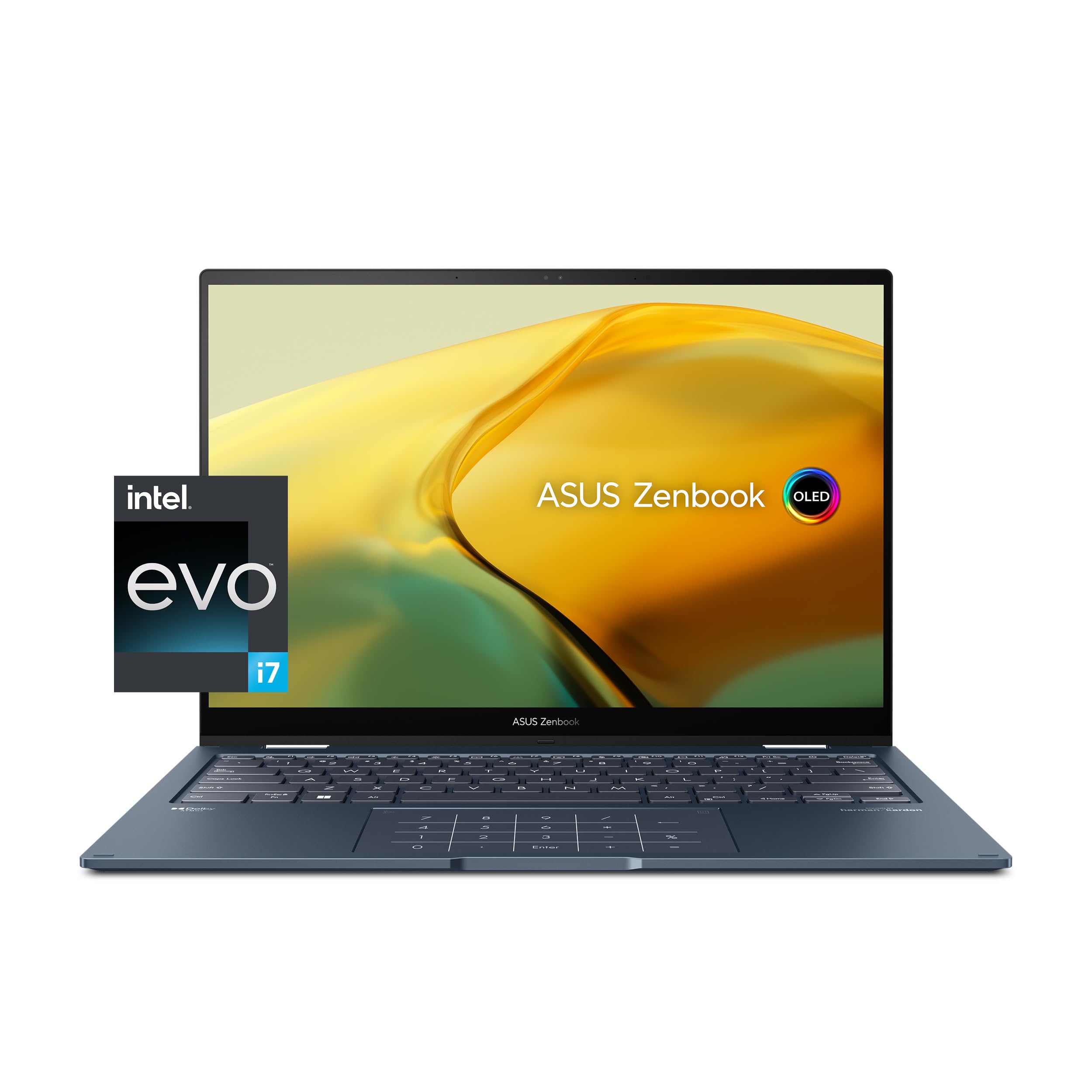 ASUS Zenbook 14 Flip OLED Laptop, 14â€ OLED Touch Display, Intel Evo Platform, Intel Core i7-1360P CPU, Intel Iris Xe Graphics, 16GB RAM, 1TB SSD, Windows 11 Home, Ponder Blue, UP3404VA-DS74T