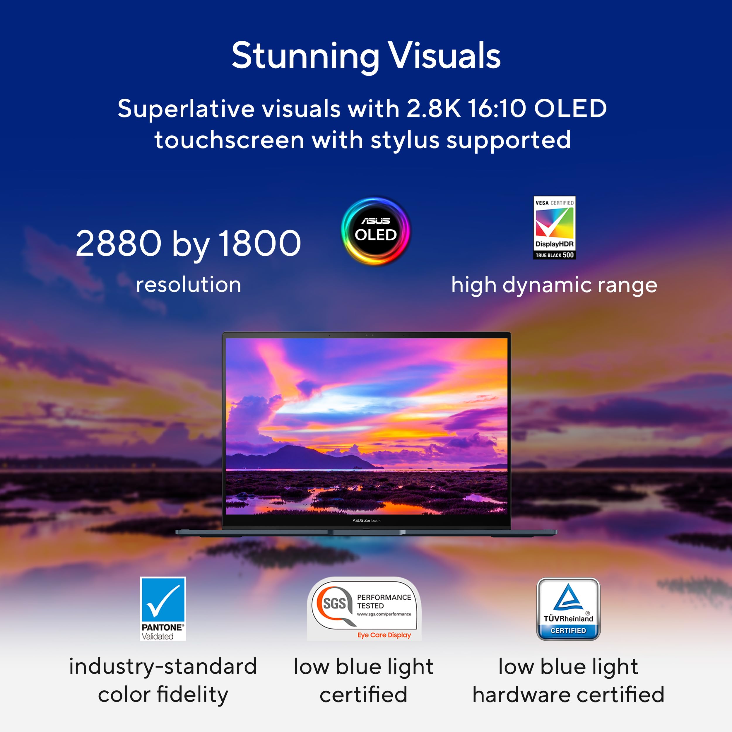 ASUS Zenbook 14 Flip OLED Laptop, 14â€ OLED Touch Display, Intel Evo Platform, Intel Core i7-1360P CPU, Intel Iris Xe Graphics, 16GB RAM, 1TB SSD, Windows 11 Home, Ponder Blue, UP3404VA-DS74T