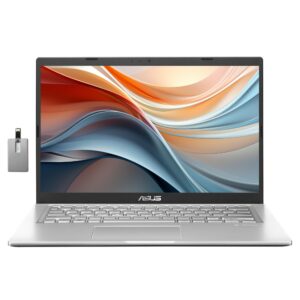 asus 2023 vivobook 14/ hd student laptop, intel core i3-1115g4, 16gb ram, 256gb pcie ssd, intel uhd graphics, webcam, wifi 5, bluetooth, silver, win 11, 32gb snowbell usb card