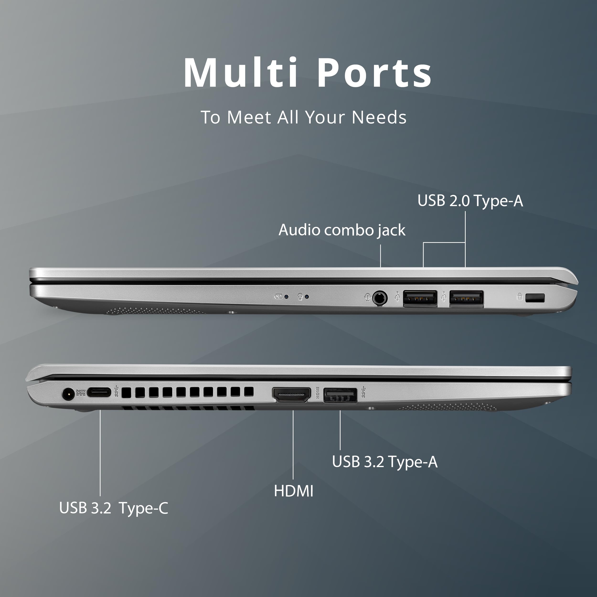 asus 2023 Vivobook 14/ HD Student Laptop, Intel Core i3-1115G4, 16GB RAM, 256GB PCIe SSD, Intel UHD Graphics, Webcam, WiFi 5, Bluetooth, Silver, Win 11, 32GB SnowBell USB Card