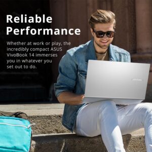 asus 2023 Vivobook 14/ HD Student Laptop, Intel Core i3-1115G4, 16GB RAM, 256GB PCIe SSD, Intel UHD Graphics, Webcam, WiFi 5, Bluetooth, Silver, Win 11, 32GB SnowBell USB Card