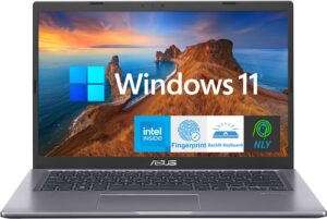 asus 14" vivobook laptop with fingerprint reader & backlit keyboard, fhd display, intel core i3-1115g4, 12gb ram, 512gb ssd, webcam, hdmi, usb-c, wi-fi 5, windows 11 home, grey