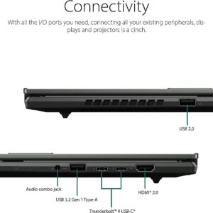 ASUS 2023 Vivobook S15 15.6” 3K OLED Laptop 14-Core Intel Core i7-12700H Iris Xe Graphics 16GB DDR4 1TB NVMe SSD 2xThunderbolt4 WIFI AX Webcam HDMI2.1 Backlit KB Fingerprint Windows 11 Pro w/RE USB