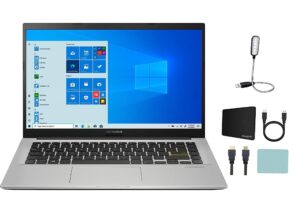 asus vivobook 14'' fhd (1920x1080) laptop, intel i3-1005g1 1.2ghz, 4gb ddr4, 256gb ssd, intel hd graphics 610, wifi, bluetooth, webcam, hdmi, windows 10 home + accessories