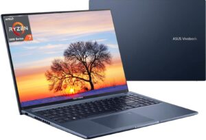 asus 2023 newest vivobook laptop, 16" hd display, amd ryzen 7 5800hs(beat i7-1195g7), 12gb ram, 512gb ssd, amd radeon graphics, wifi 6, chiclet keyboard, usb-a&c, windows 11 home, bundle with jawfoal