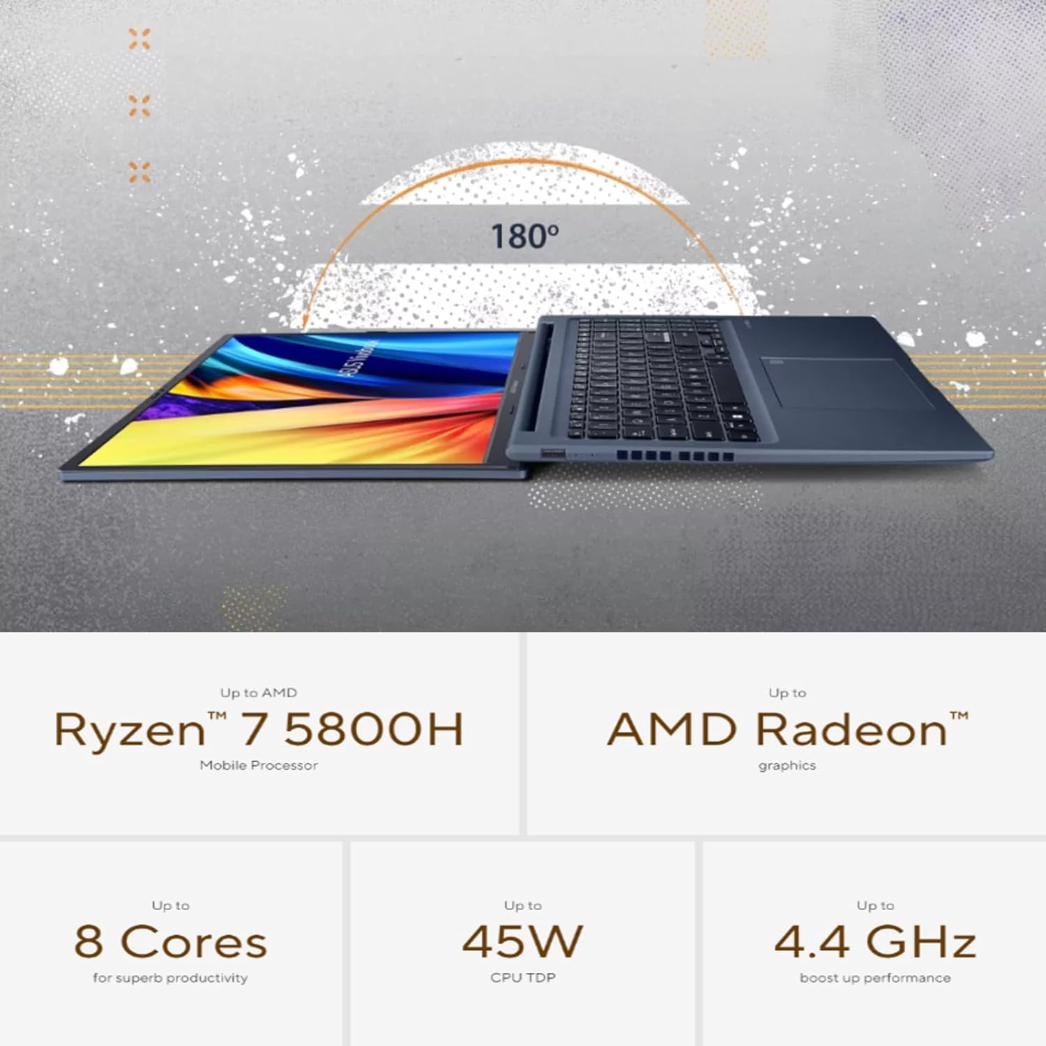 ASUS 2023 Newest Vivobook Laptop, 16" HD Display, AMD Ryzen 7 5800HS(Beat i7-1195G7), 12GB RAM, 512GB SSD, AMD Radeon Graphics, WiFi 6, Chiclet Keyboard, USB-A&C, Windows 11 Home, Bundle with JAWFOAL