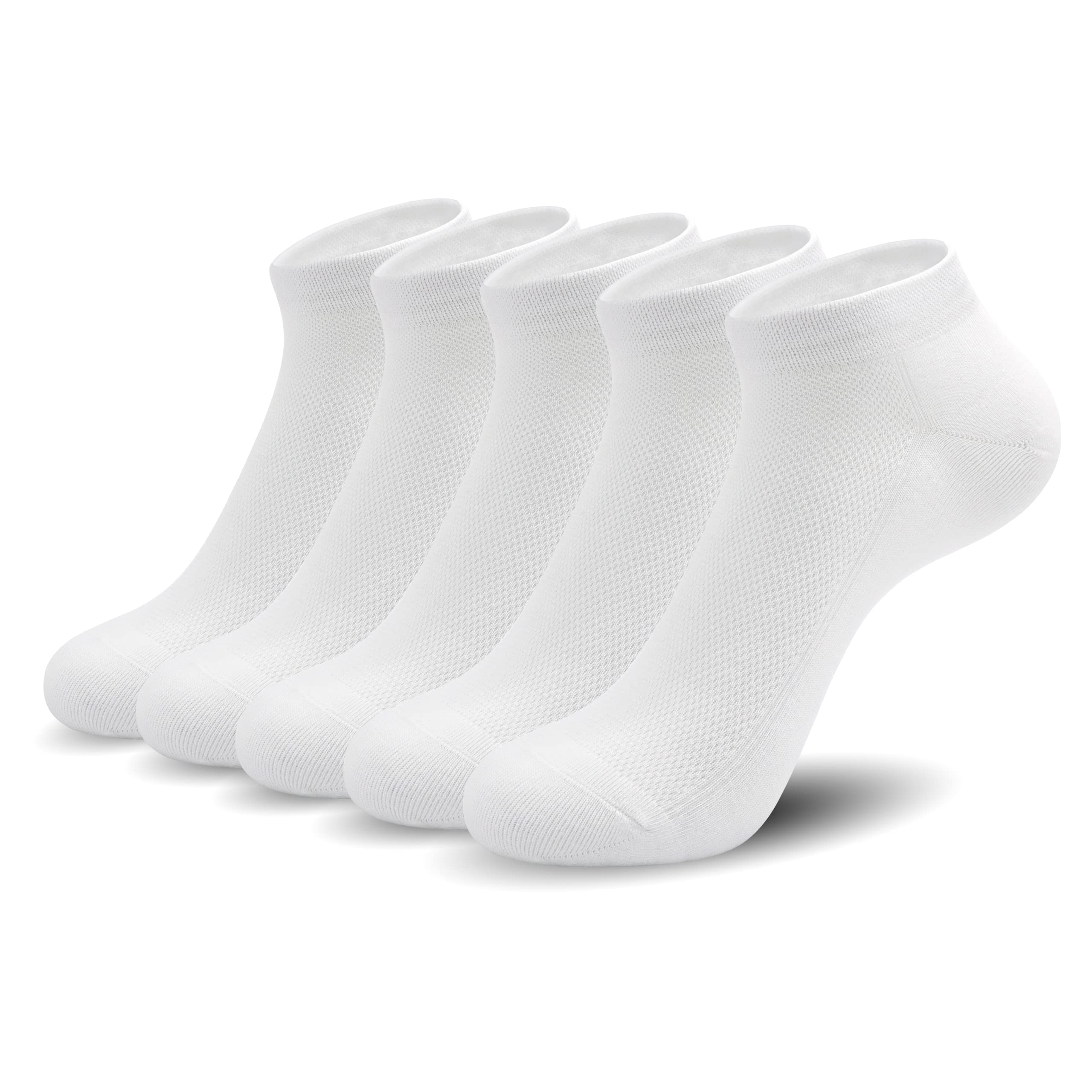 Women Ankle Soft Ultra Thin Mesh Beathable Viscose Bamboo Anti Odor Summer Cool Socks Low Cut Sock 5 Pairs,4-8/9-11(White, Medium)