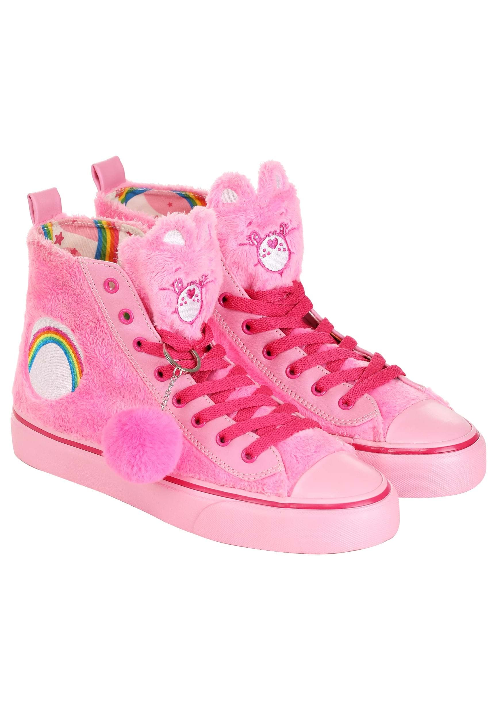 Care Bears Adult Pink Cheer Bear Shoes with Faux Fur and Embroidered Details (US Footwear Size System, Adult, Women, Numeric, Medium, 5)