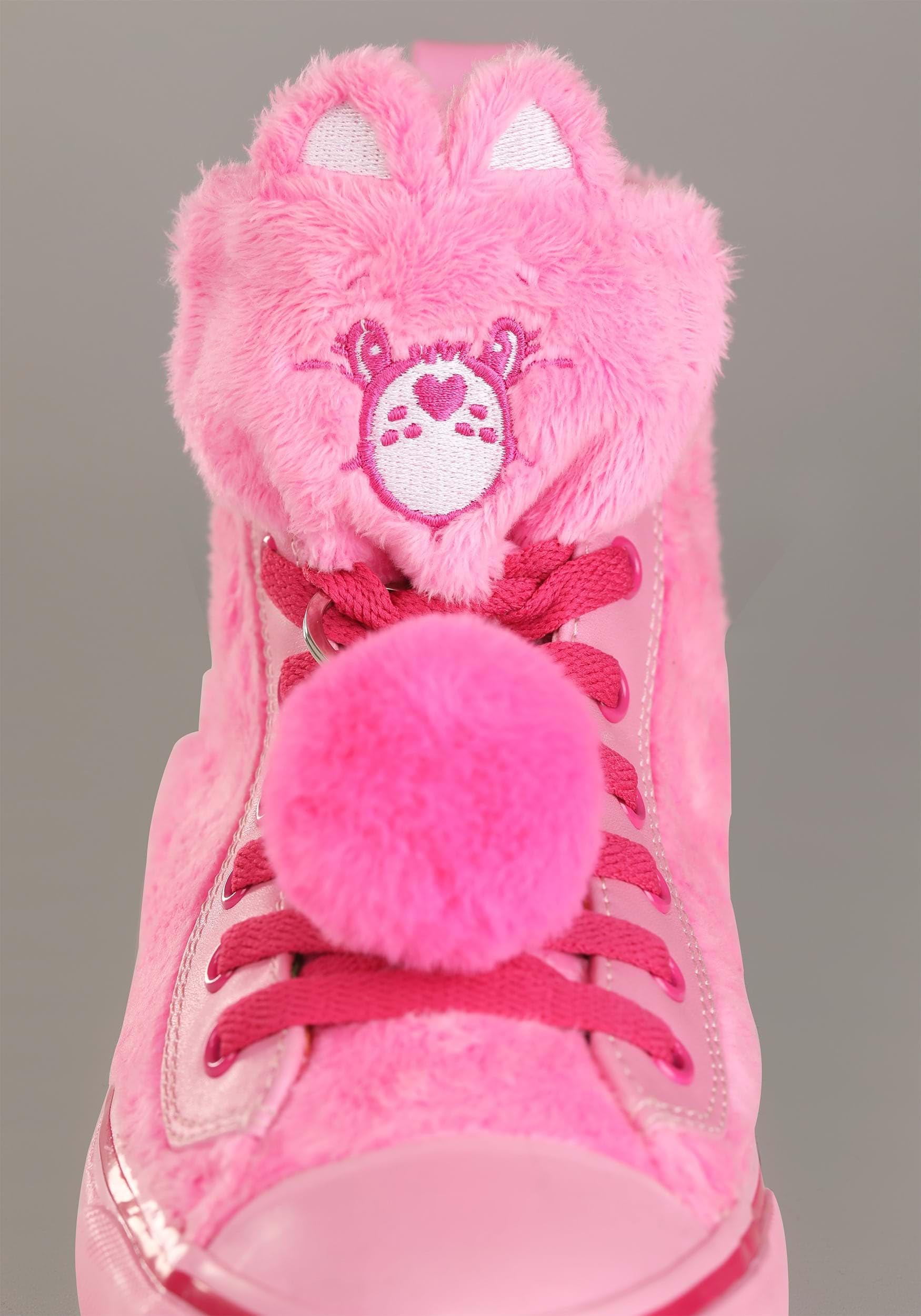 Care Bears Adult Pink Cheer Bear Shoes with Faux Fur and Embroidered Details (US Footwear Size System, Adult, Women, Numeric, Medium, 5)