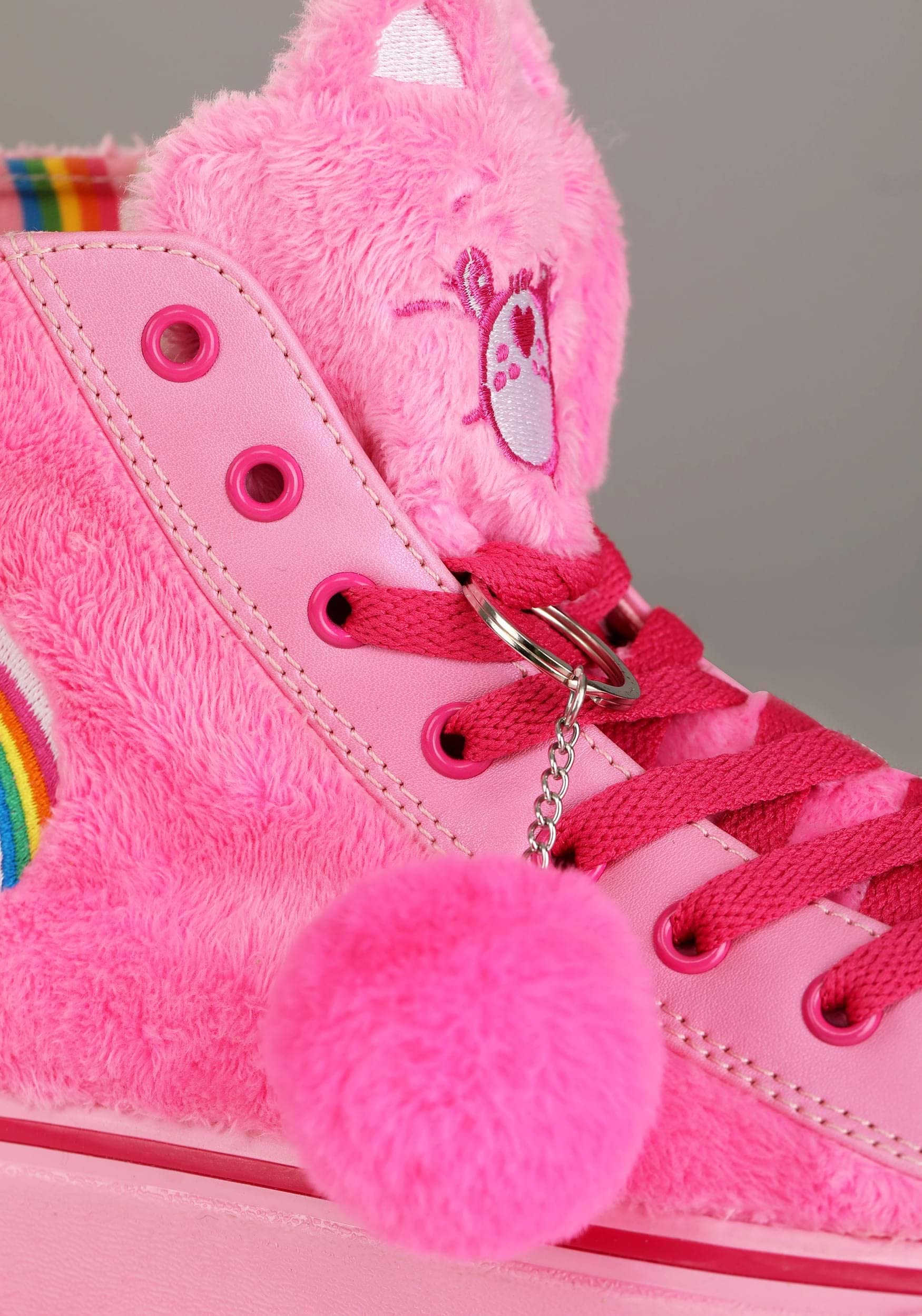 Care Bears Adult Pink Cheer Bear Shoes with Faux Fur and Embroidered Details (US Footwear Size System, Adult, Women, Numeric, Medium, 5)
