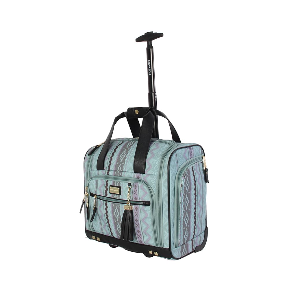 Steve Madden Designer 15 Inch Carry on Suitcase- Small Weekender Overnight Business Travel Luggage- Lightweight 2- Rolling Spinner Wheels Under Seat Bag for Women(Legends Teal)