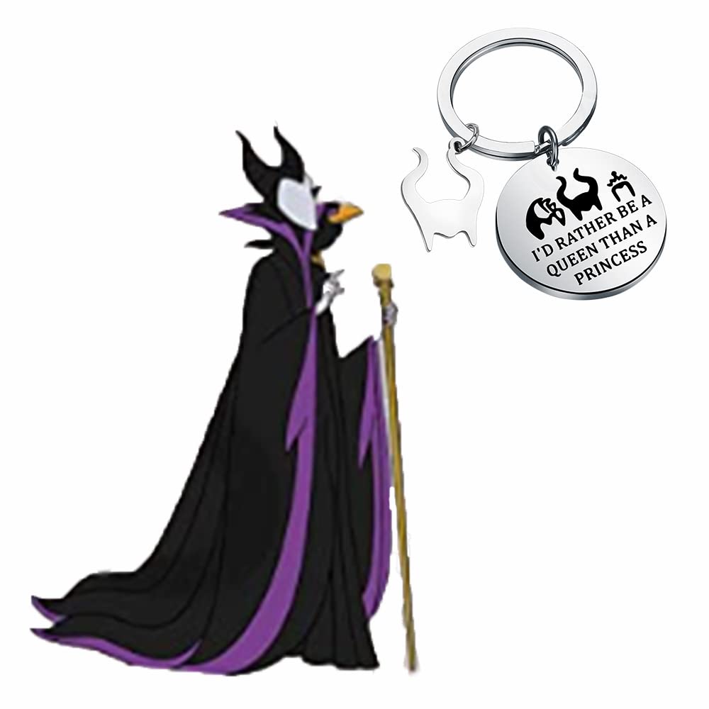 FOTAP Evil Queen Gift I'd Rather Be a Queen Keychain The Queen Fans Gift Wicked Queen Gift Maleficent keychain Halloween Movie Gift (Queen princess)