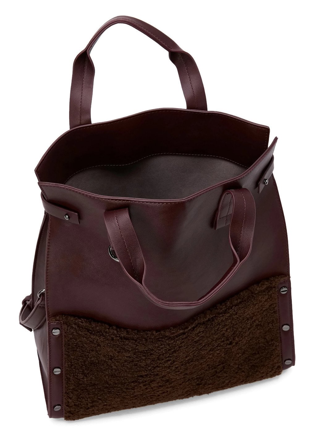 Danielle Nicole Womens Minx Faux Leather Colorblock Tote Handbag Purple Large