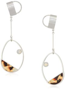 danielle nicole balancing act womens hangin' out drop earrings, worn silver/white opal/brown resin