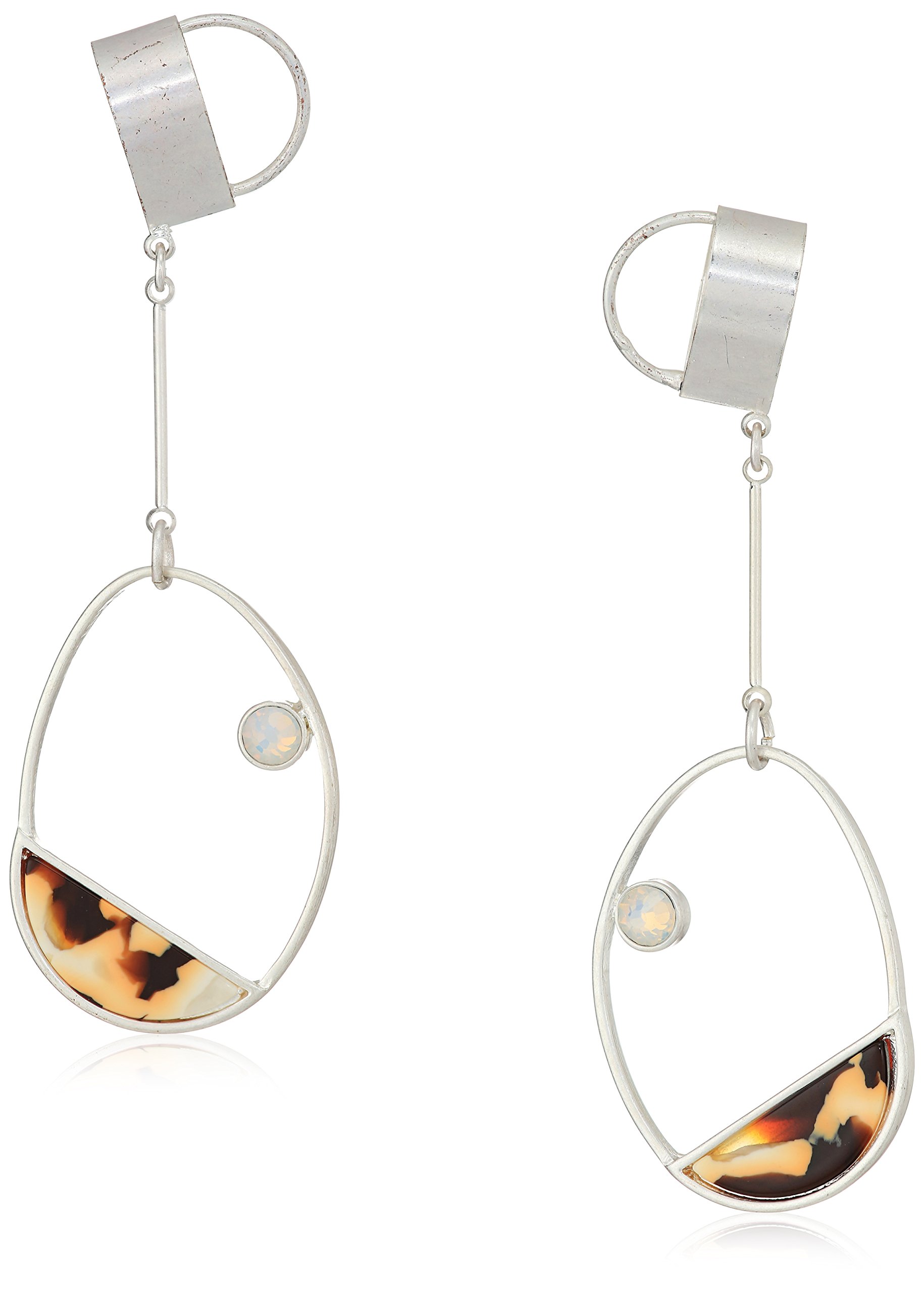 Danielle Nicole Balancing Act Womens Hangin' Out Drop Earrings, Worn Silver/White Opal/Brown Resin