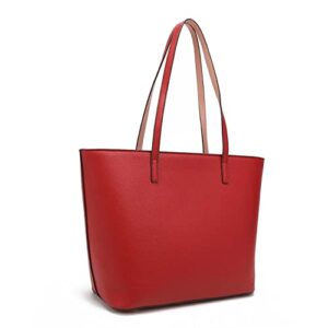 DESTINY BY NICOLE LEE 3 Pieces Set Bag 3D Bow Front Fashion Handbag Eco Leather Shopper Mini Messenger Bag Wristlet Pouch for Women Girls NK12311 RD