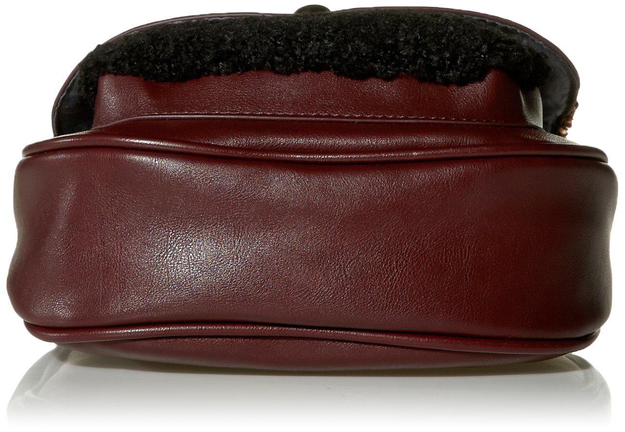 Danielle Nicole Womens Minx Faux Leather Flap Saddle Handbag Purple Small