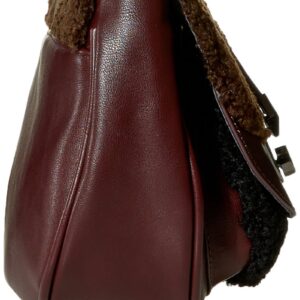 Danielle Nicole Womens Minx Faux Leather Flap Saddle Handbag Purple Small