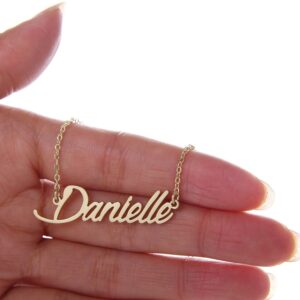 HUAN XUN Gold Color Plated Script Name Necklace, Danielle