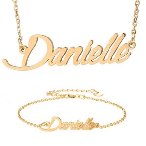 HUAN XUN Best Wedding Jewelry Gifts Danielle Name Necklace & Bracelet Sets