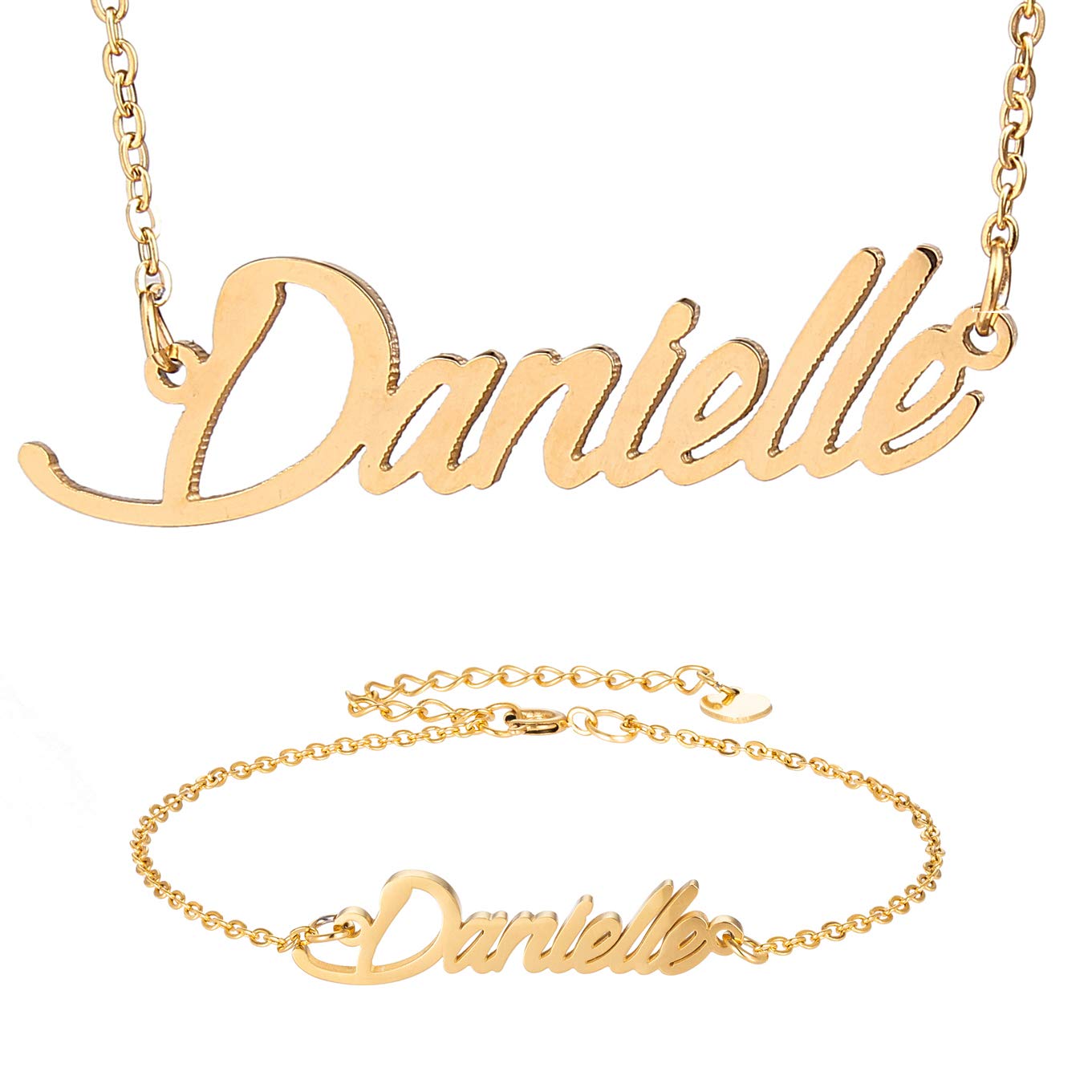 HUAN XUN Best Wedding Jewelry Gifts Danielle Name Necklace & Bracelet Sets