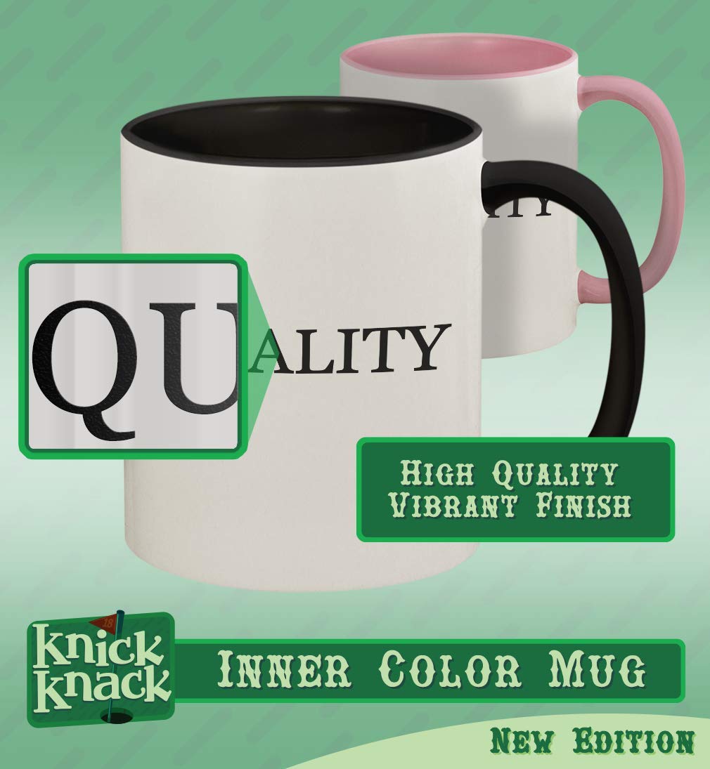 Knick Knack Gifts #nicoles - 11oz Ceramic Colored Handle and Inside Coffee Mug Cup, Black