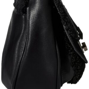 Danielle Nicole Womens Minx Faux Leather Flap Saddle Handbag Black Small