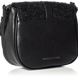 Danielle Nicole Womens Minx Faux Leather Flap Saddle Handbag Black Small