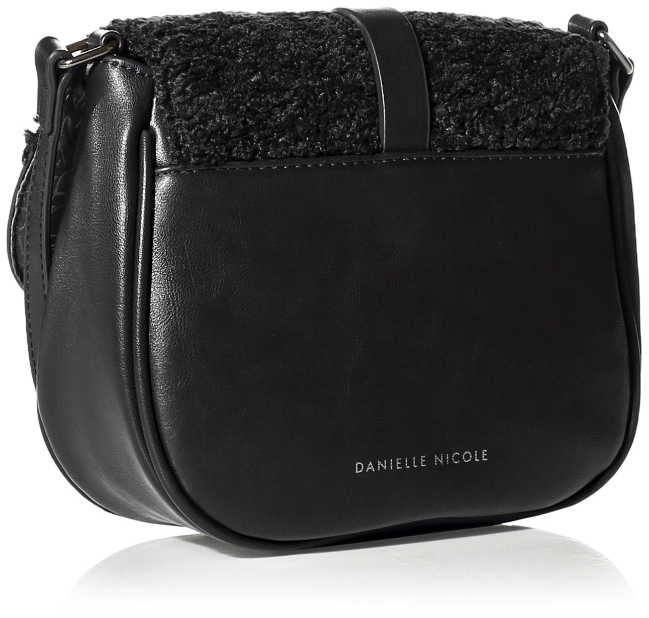 Danielle Nicole Womens Minx Faux Leather Flap Saddle Handbag Black Small