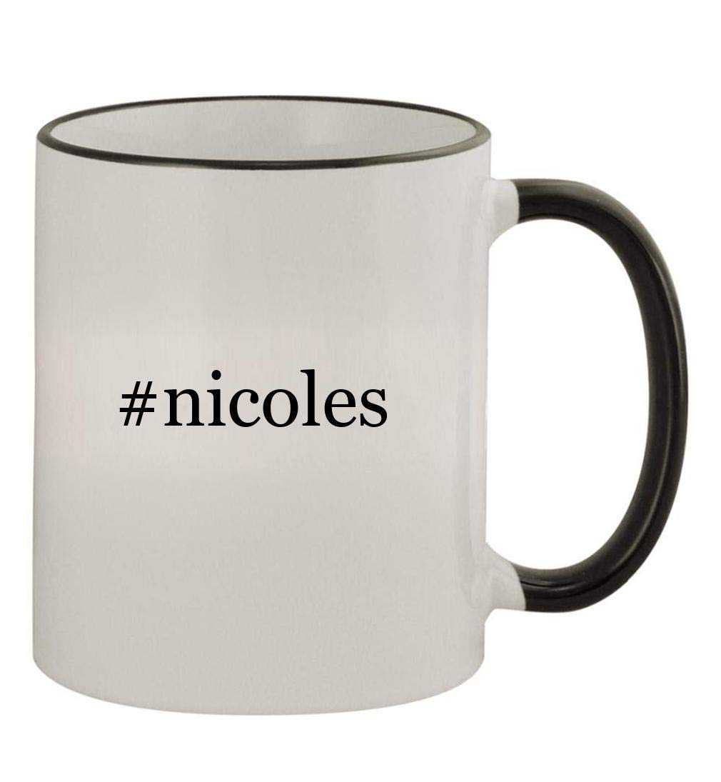 Knick Knack Gifts #nicoles - 11oz Colored Handle and Rim Coffee Mug, Black