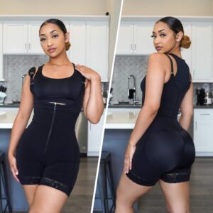 YIANNA Fajas Colombianas Shapewear for Women Postparto Postpartum Tummy Control Body Shaper Butt Lifter Bodysuit Black,YA7212-Black-XL