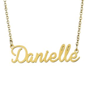 Name Necklace Cursive Font Made with Name Pendant 16" Adjustable Chain (Danielle)