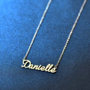 Name Necklace Cursive Font Made with Name Pendant 16" Adjustable Chain (Danielle)