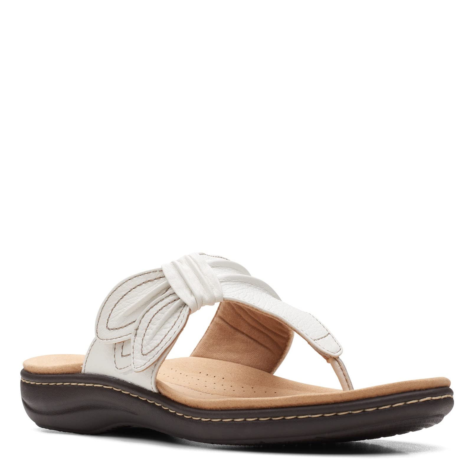 Clarks Laurieann Rae Flat Sandal, White Leather, 11 Medium