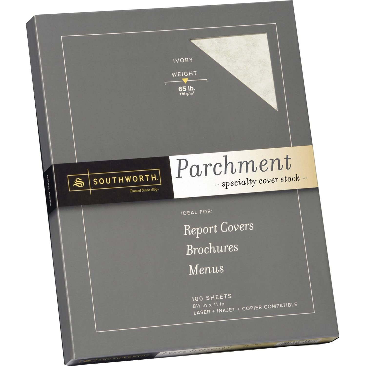 Southworth Parchment Cardstock, 8.5” x 11”, 65 lb/176 gsm, Ivory, 100 Sheets - Packaging May Vary (Z980CK)