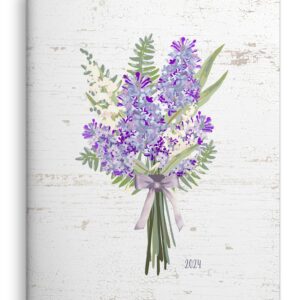 Southworth Planner (January 2024-December 2024), 8.5" x 11", Lovely Lavender Floral Bouquet, Premium 28#/105 gsm Paper, Large Flex Cover (91030)