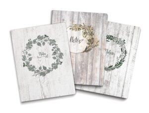 southworth large flex 3-pack journals, 6.5" x 8.5", rustic and weathered design, premium 24 lb/89 gsm paper, 64 lined sheets each (91436)