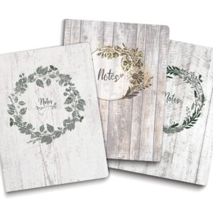 Southworth Large Flex 3-Pack Journals, 6.5" x 8.5", Rustic and Weathered Design, Premium 24 lb/89 gsm Paper, 64 Lined Sheets Each (91436)