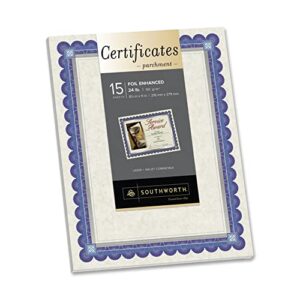 Southworth® Foil Enhanced Preprinted Certificate Refills, 8 1/2" x 11", Ivory/Silver/Blue, Pack Of 15