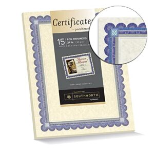 Southworth® Foil Enhanced Preprinted Certificate Refills, 8 1/2" x 11", Ivory/Silver/Blue, Pack Of 15