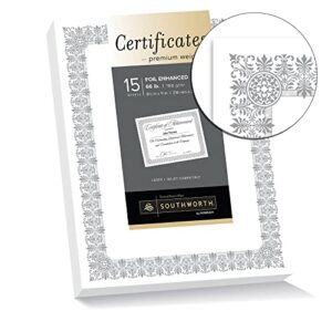 Southworth® Premium Foil Certificates, 8 1/2" x 11", 66 Lb, Ivory/Gold Foil Spiro, Pack of 15