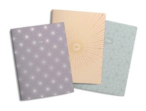 southworth premium journal set (3pk), 6.5”x 8.5”, ethereal geometrics (3 coordinating designs), premium 28lb/105gsm paper, flex journals, 32 ruled sheets/64 pages per journal (91071)