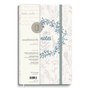 Southworth Premium Journal, 5.5”x 8.25”, Rustic Greenery, Premium 28lb/105gsm Paper, Medium Book Bound Journal, 1 Ribbon Placeholder, 64 Ruled Sheets/128 Ruled Pages (91266)